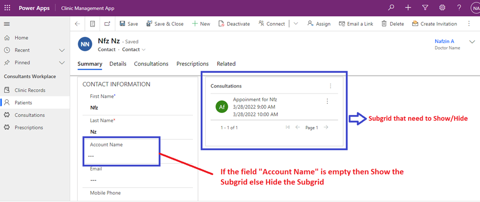 Show and Hide Subgrid Based on Field Value Using JavaScript in MS Dynamics 365 CRM
